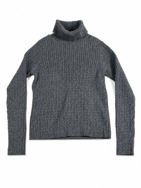 Lauren Ralph Lauren Gray Cable Knit Turtleneck Sweater Small